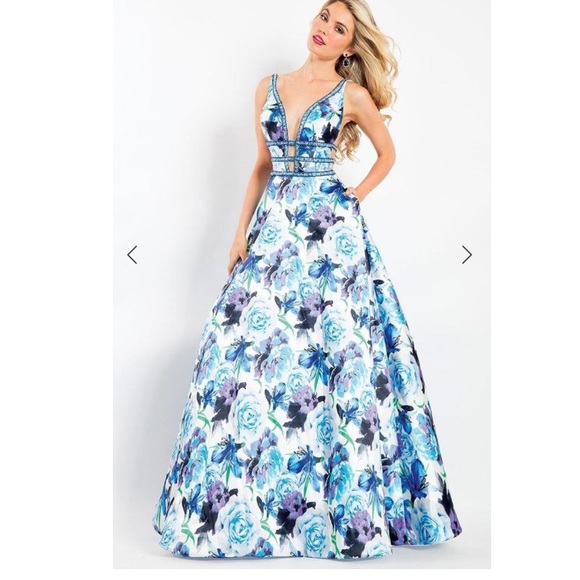 Rachel Allan Dresses & Skirts - SOLD!!!Nwt Rachel Allan blue floral beaded gown